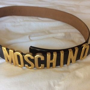 Moschino Genuine Black Leather Belt